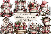 Watercolor Vintage Christmas Clipart, a Seasonal Illustration by Creative Art (Thumbnail 1 of 7)