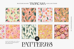 Tropicana Watercolor Exotic Flowers