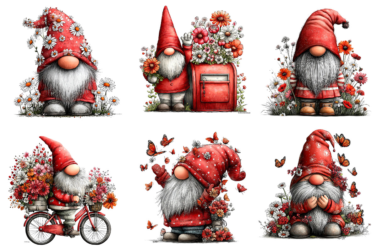 Spring Gnome Whimsical Clipart, an Illustration by Dream Creation (Photo 4 of 8)