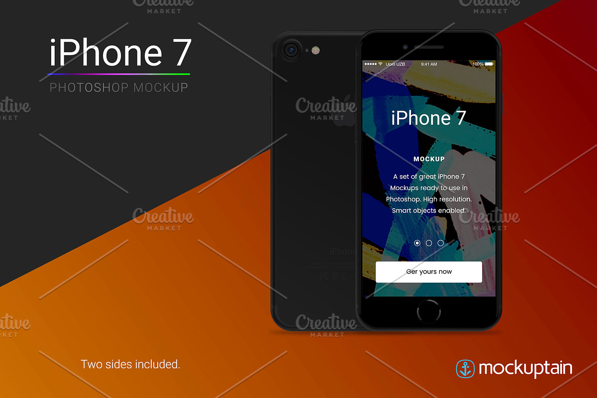Iphone 7 Mockup Straight Black, an iPhone Mockup by mockuptain (Photo 4 of 6)