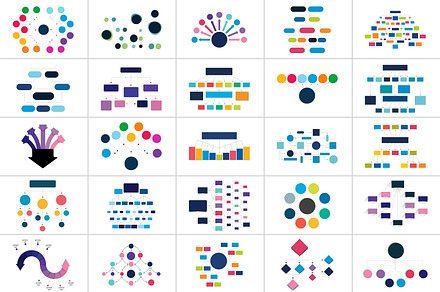 Mega set of various  flowcharts., a Work Illustration by VectorAN