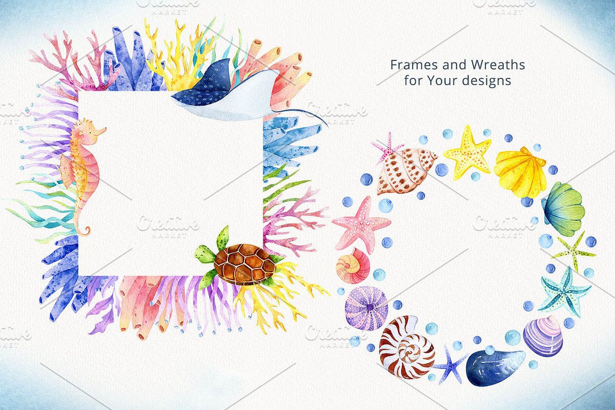 Mermaids and Under sea animals, an Animal Illustration by Watercolor Nastasia Art (Photo 8 of 19)