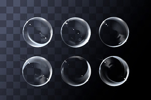 Transparent realistic soap bubbles