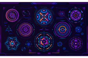Futuristic circular HUD sci fi, an Illustration by Vector Tradition