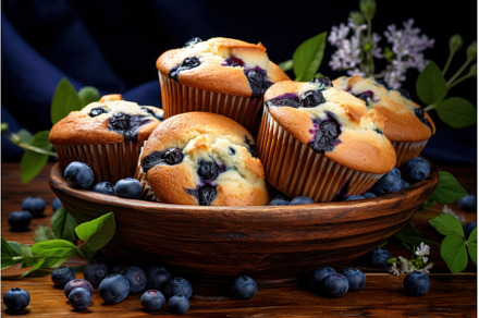Tangy Blueberry muffin. Generate Ai, a Food & Drink Photo by Ylivdesign