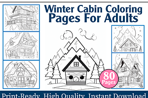 Mountain Chalet in Snow Coloring Pag