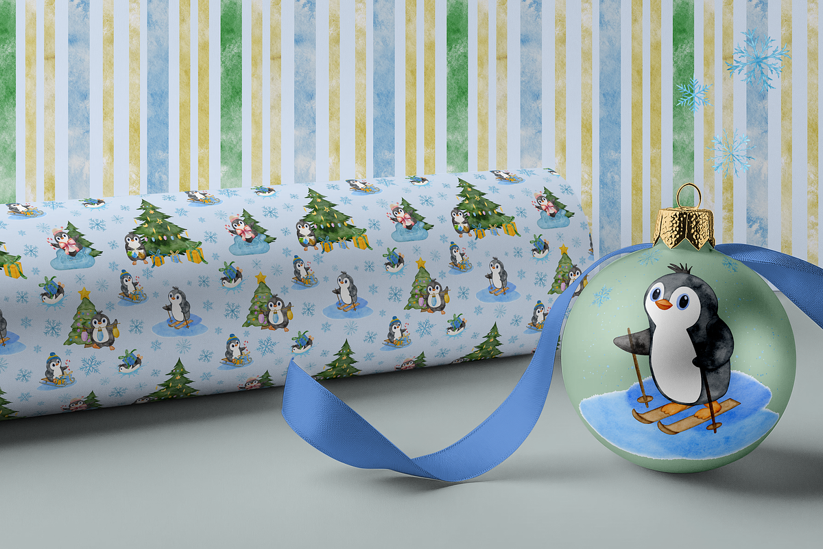Penguin Winterland watercolor set, a Seasonal Illustration by Aurella Art (Photo 13 of 17)