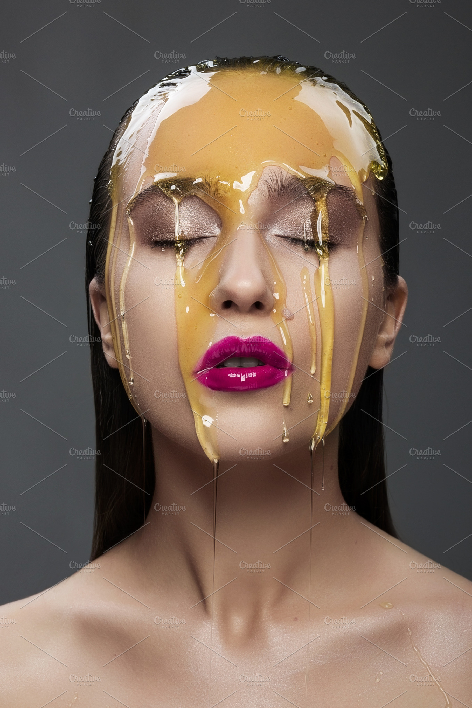 woman with a honey on her face, a Beauty & Fashion Photo by Slava Samoilenko