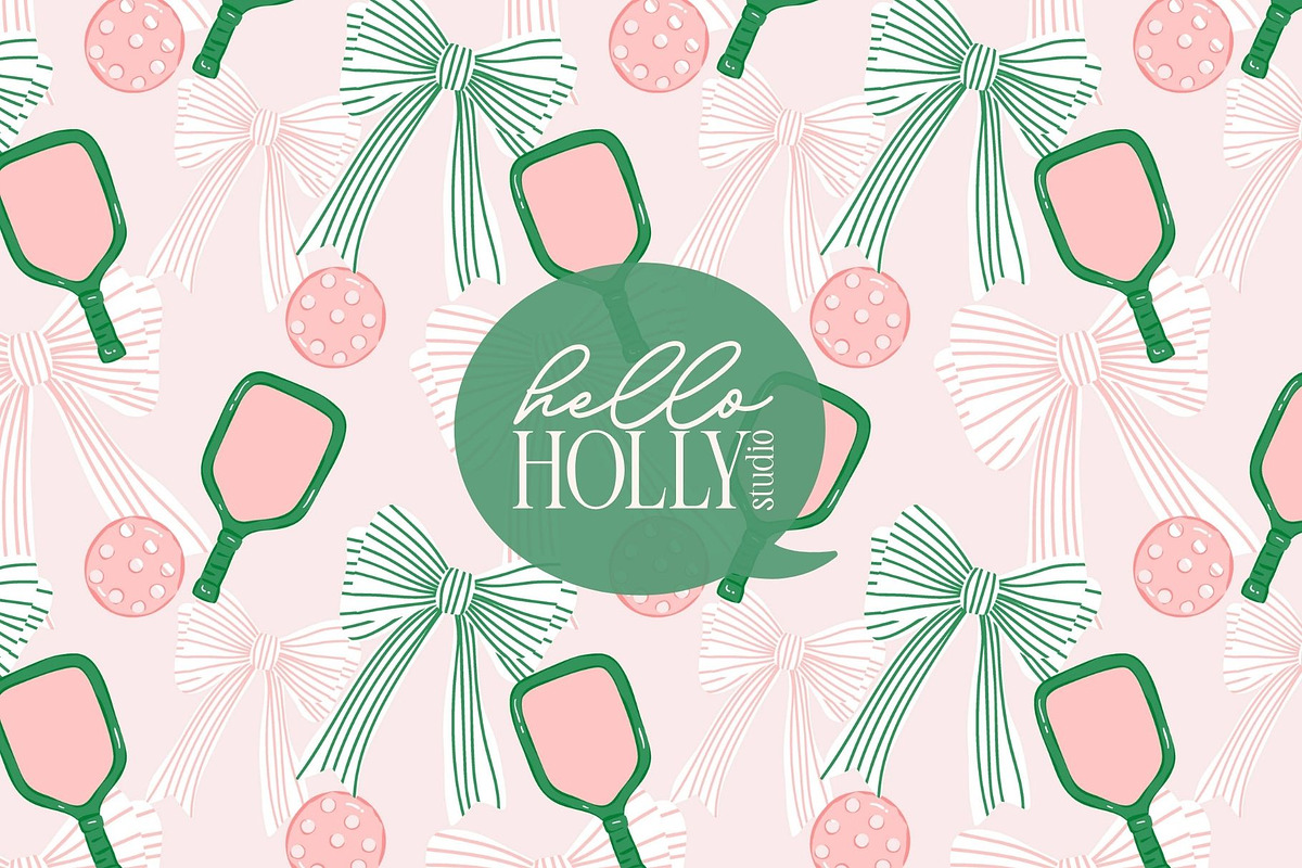 Pickleball Repeat Pattern Pink, a Pattern Graphic by Hello Holly Studio (Photo 1 of 10)