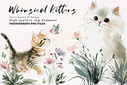 Whimsical Kittens Clipart Set, a Seasonal Illustration by CreationArt (Thumbnail 1 of 7)