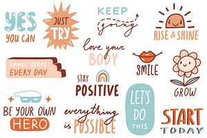 STAY POSITIVE Quotes Sticker Pack