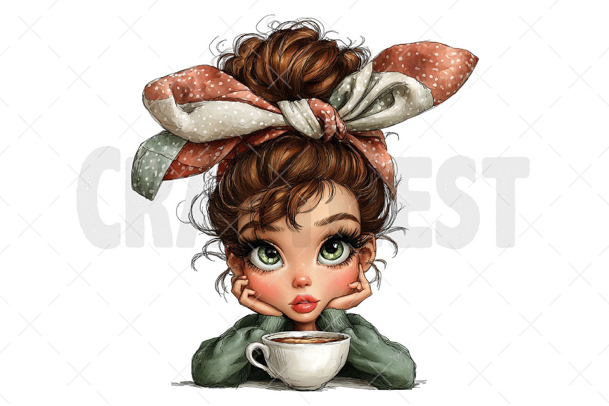 Whimsical Easter Coffee Girl Clipart, an Illustration by Craft Nest (Photo 10 of 12)