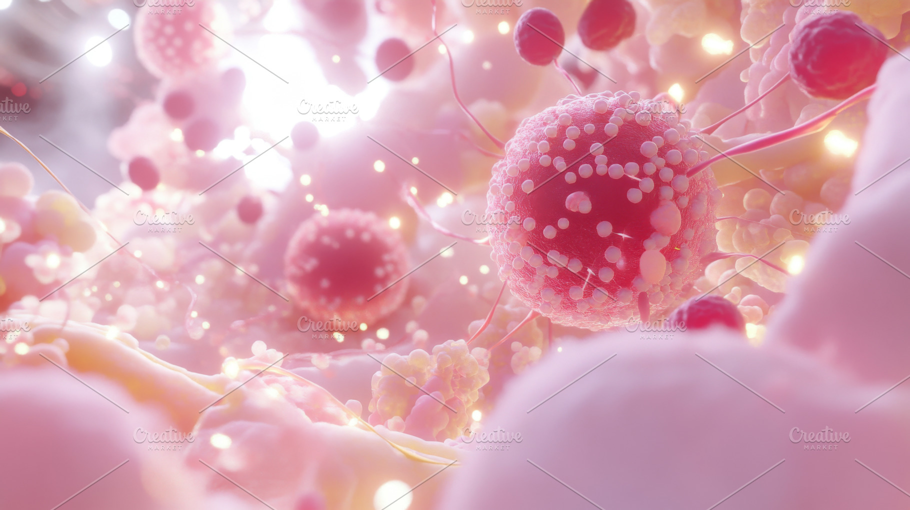 Microscopic cells illustrating biolo, a Photo by Dvoevnore photos