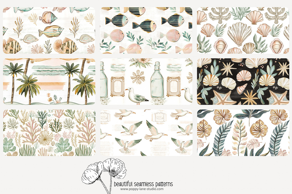 70 tropical beach seamless pattern, a Pattern Graphic by Poppy Lane Studio