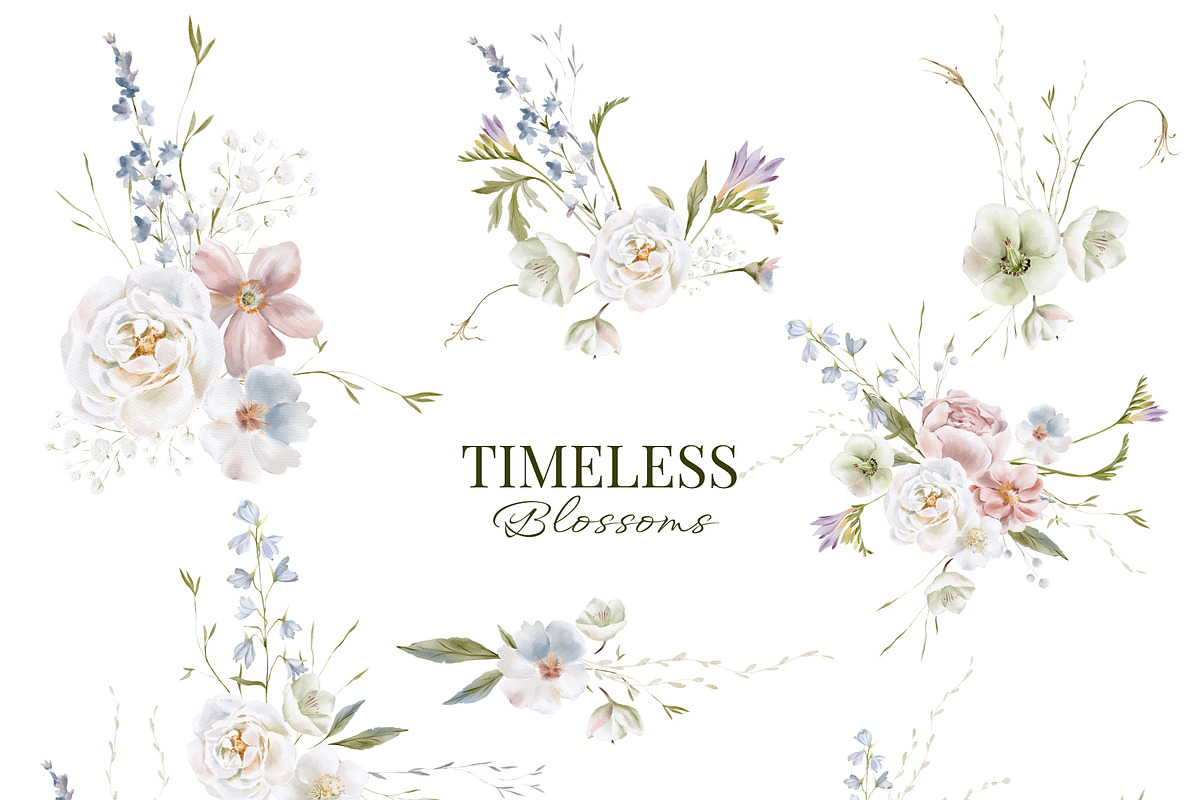 Timeless Blossoms_Watercolor Clipart, an Object Graphic by NikiArts (Photo 5 of 12)