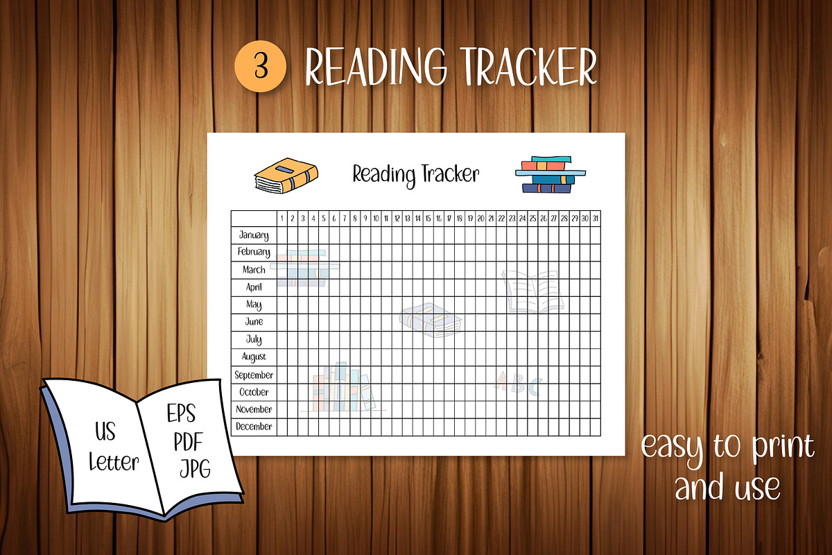 Reading Journal Print Templates, a Stationery Template by AnnaViolet_store (Photo 4 of 6)