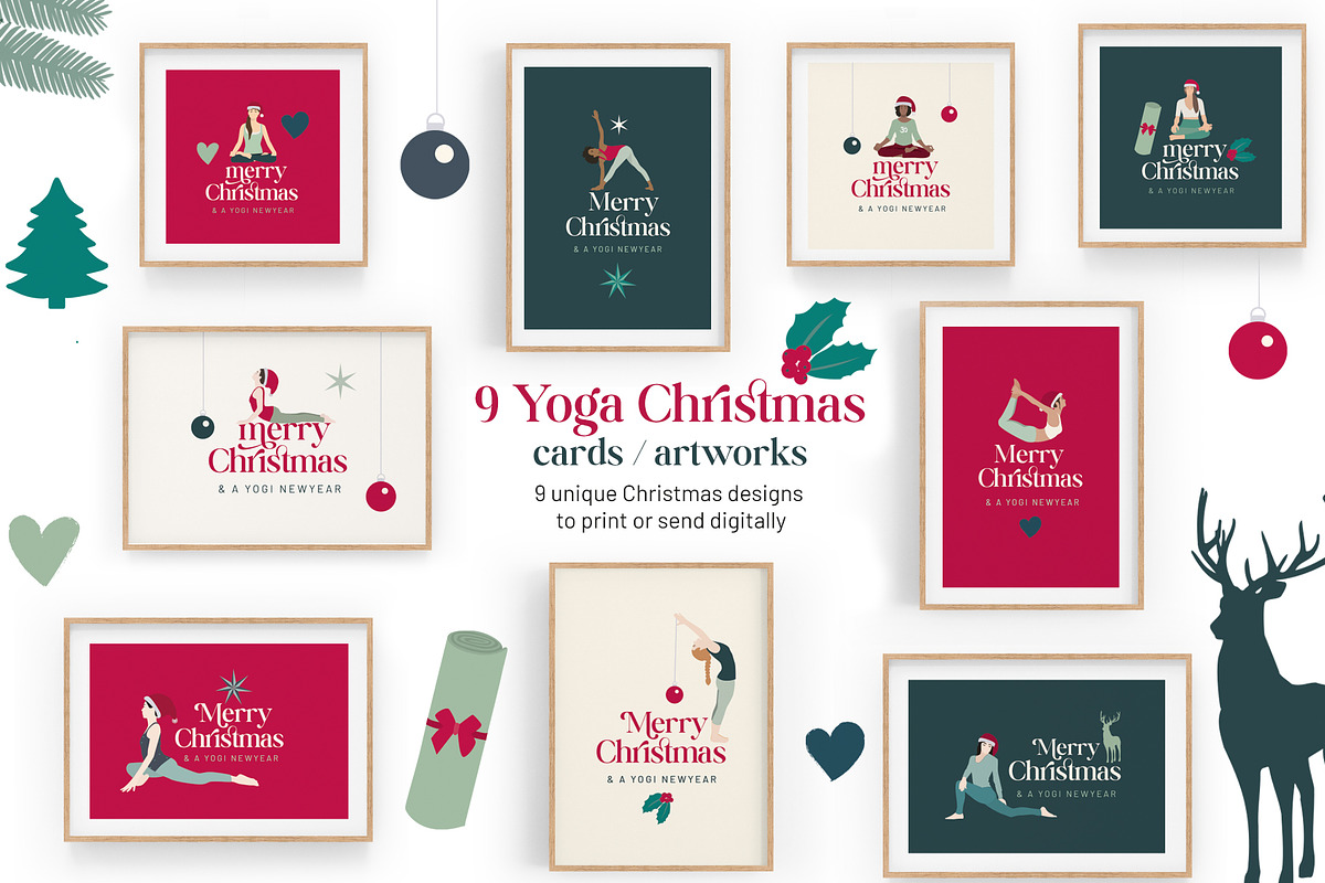 Yoga Christmas and New Year cards, an Illustration by Sunnyfields (Photo 2 of 8)