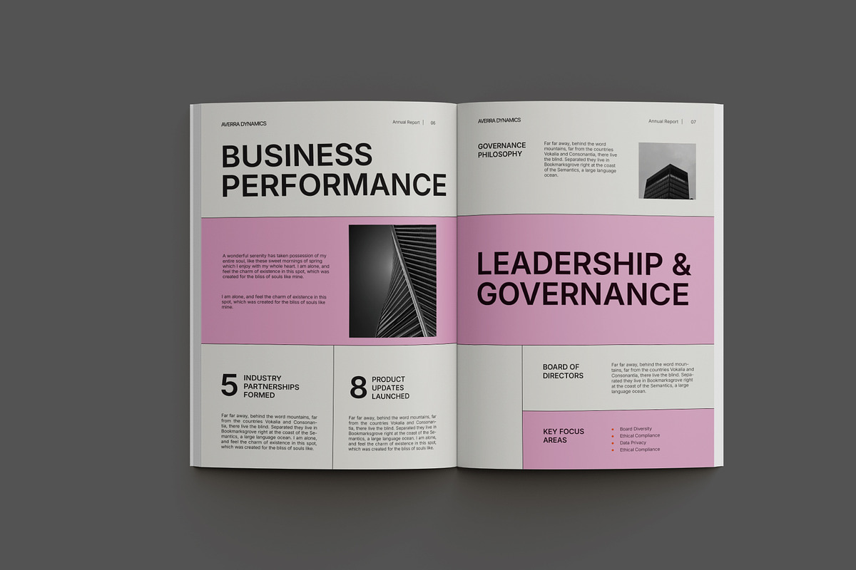 White Pink Annual Report, a Brochure Template by Neermana (Photo 8 of 10)