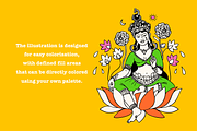 Indian Goddesses Vector Set, a Decorative Illustration by Allaxel Studio (Thumbnail 3 of 4)