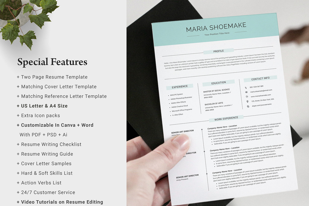 Resume / CV Template | Canva & Word, a Resume Template by CreativeZoom (Photo 2 of 7)