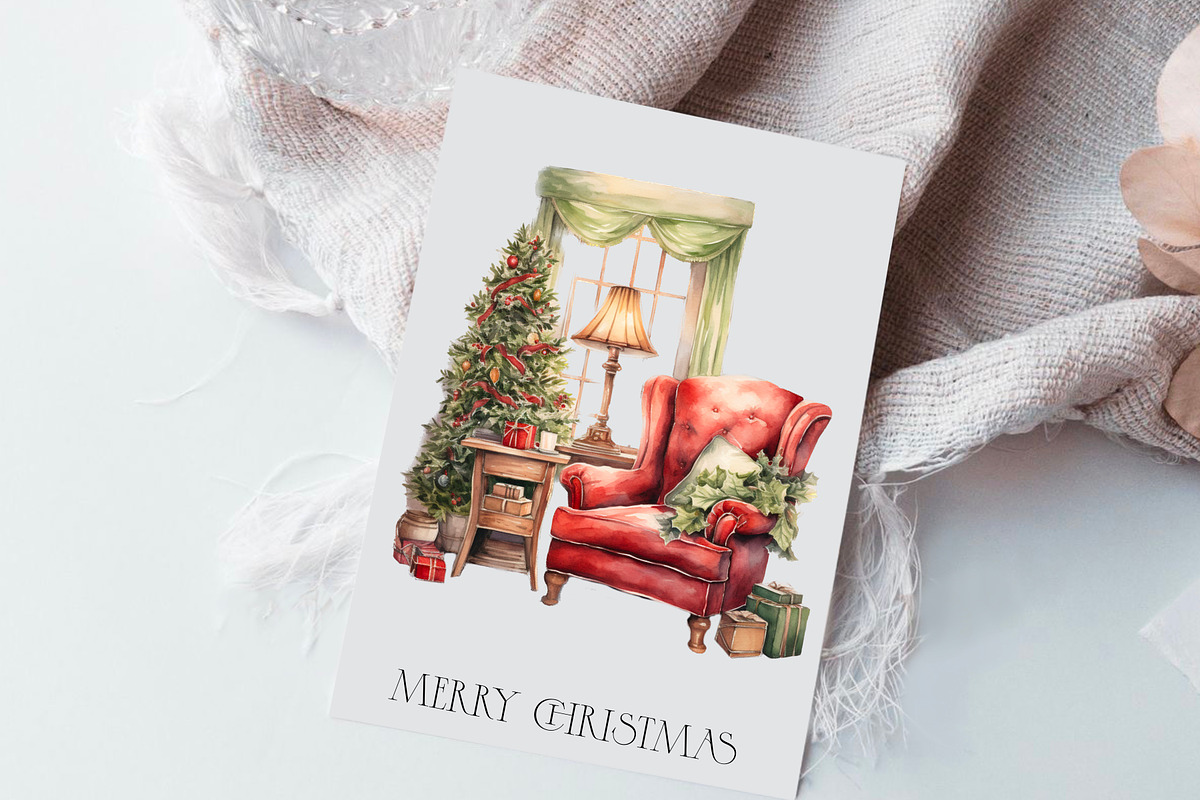 Cozy Christmas watercolour clipart, an Illustration by Hello My Print (Photo 3 of 9)