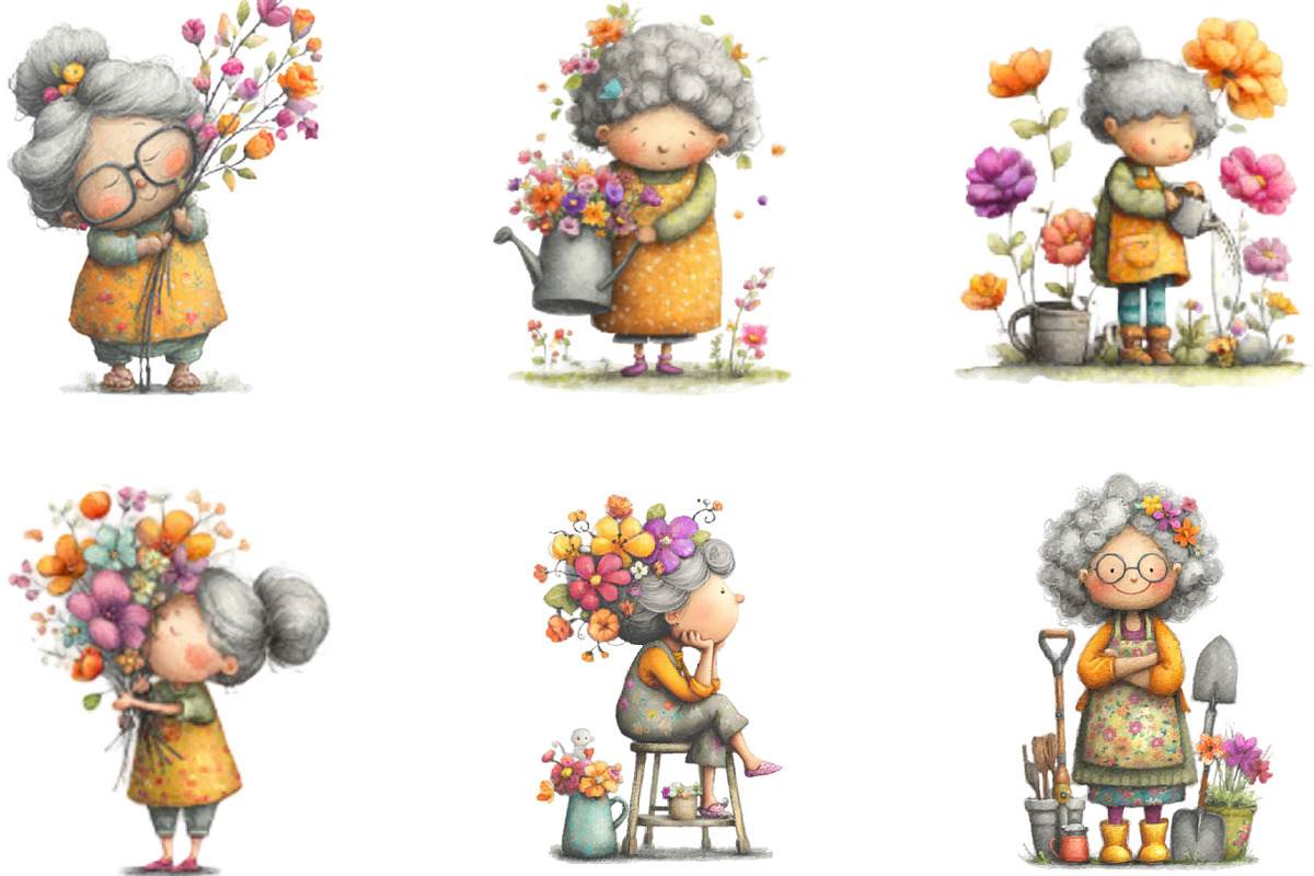 Whimsical Spring Garden Grandma Clip, an Illustration by Designking (Photo 7 of 7)