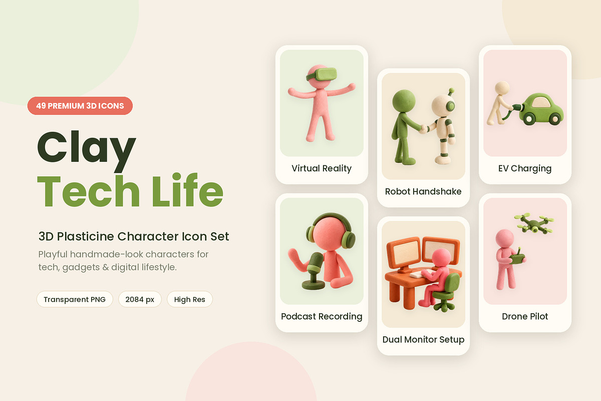 Clay Tech Life 3D Plasticine Icons, a Characters & Person 3D Model by Symbolic Language (Photo 1 of 5)