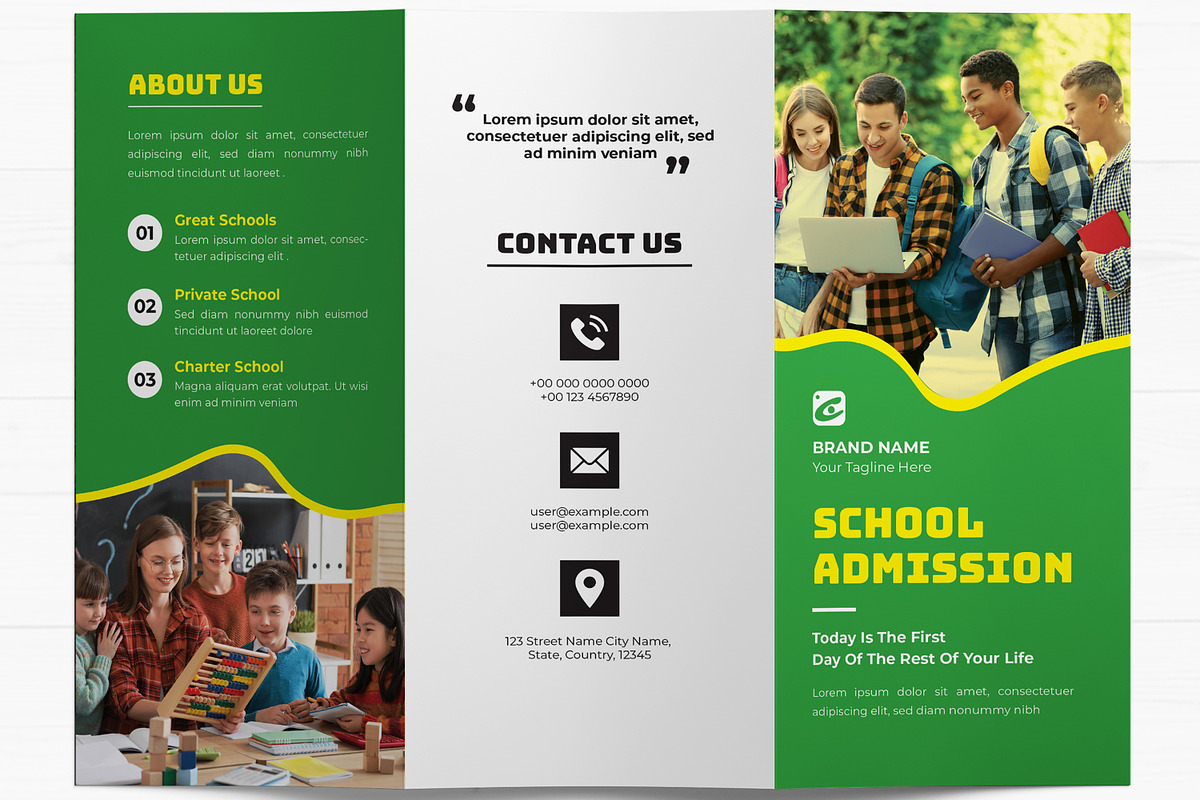 School Admission Trifold Brochure, a Brochure Template by MightyDesign (Photo 2 of 7)