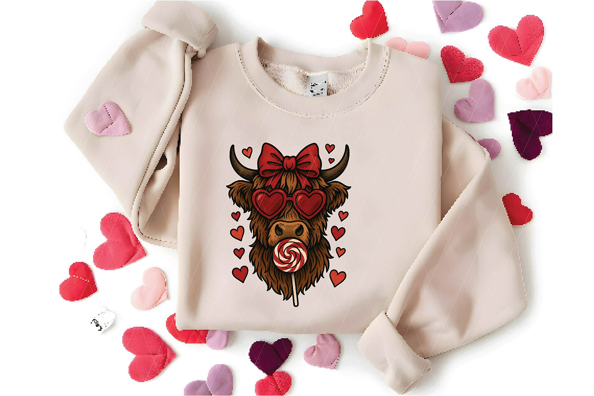 Highland Cow png, Valentine Coquette, an Illustration by DreamPrint404 (Photo 4 of 8)