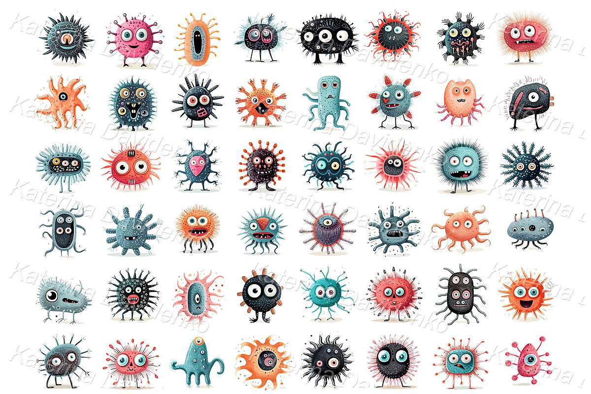 Cartoon Germs Viruses Monsters PNG, a Healthcare Illustration by Bubert Art