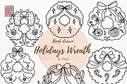 Hand-Drawn Holiday Wreaths Line Art, an Object Illustration by RimzStudio (Thumbnail 1 of 3)
