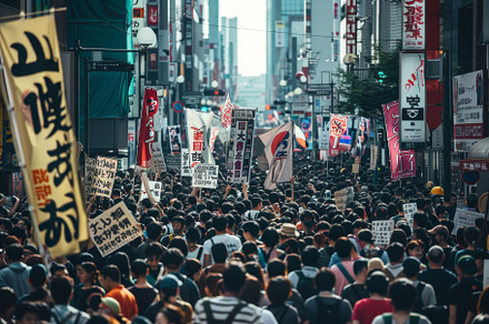 A chaotic protest march with banners, a Photo by Iftikhar Alam