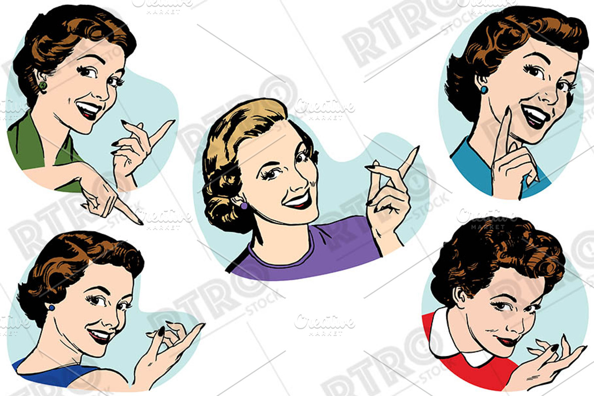 RTRO Women Pointing 2, an Illustration by RTRO Stock (Photo 2 of 5)