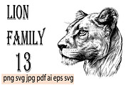LION FAMILY set, an Animal Illustration by IPVector (Thumbnail 5 of 13)