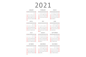 2 Vector Calendars For 2021 Year.