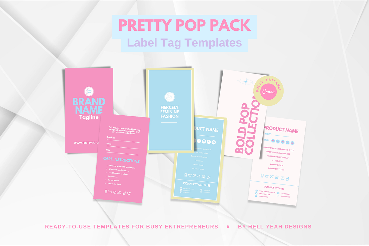 Pretty Pop Label Tag Templates Pack preview 3