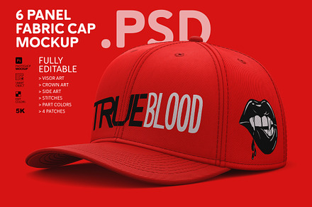 6-Panel Cap Mockup - Full Fabric PSD