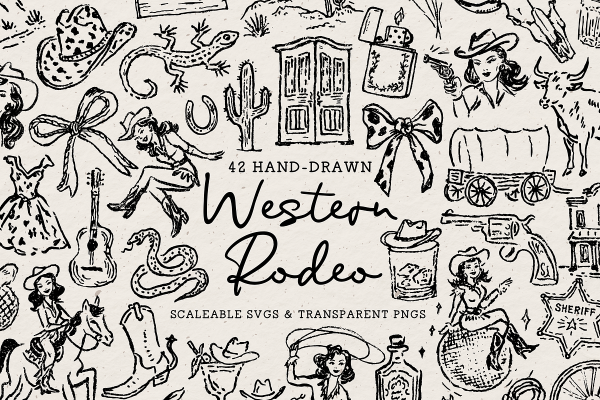 Rodeo Clipart, Western Doodles, an Object Illustration by The October Creative (Photo 1 of 6)