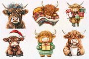 Christmas Highland Cow Clipart, an Illustration by Dream Creation (Thumbnail 2 of 7)
