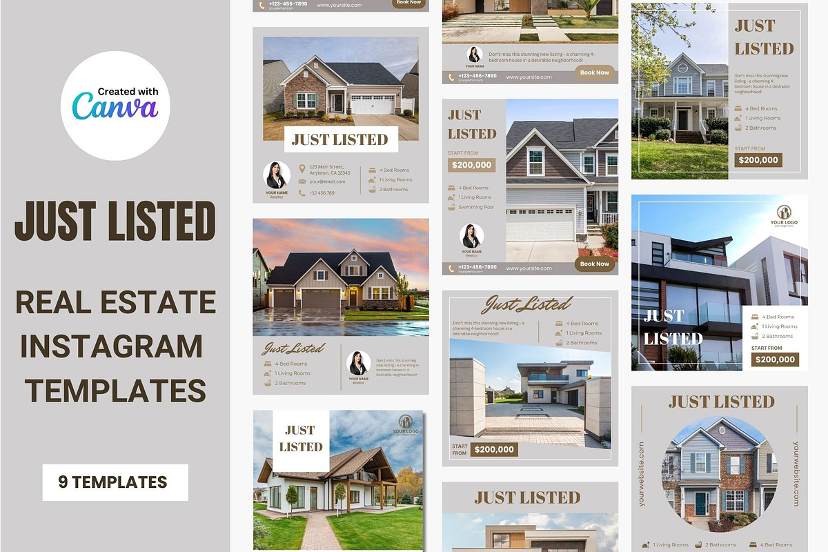 9 Just Listed Real Estate Templates, a Social Media Template by TemplatePlus.net (Photo 1 of 7)