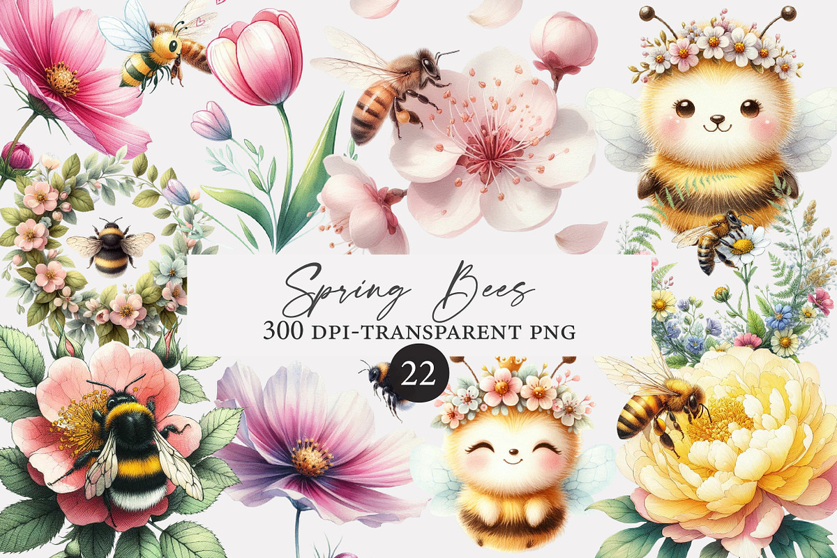 Spring Bees Clipart, an Illustration by Designworld (Photo 1 of 5)
