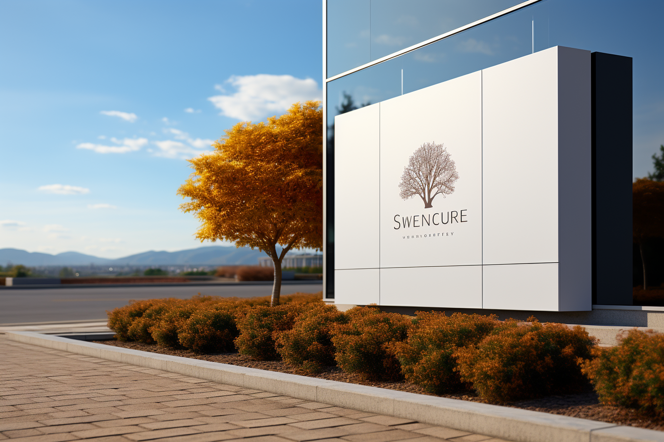Sign Board Mockup on Building Wall, an Object Illustration by shahsoft