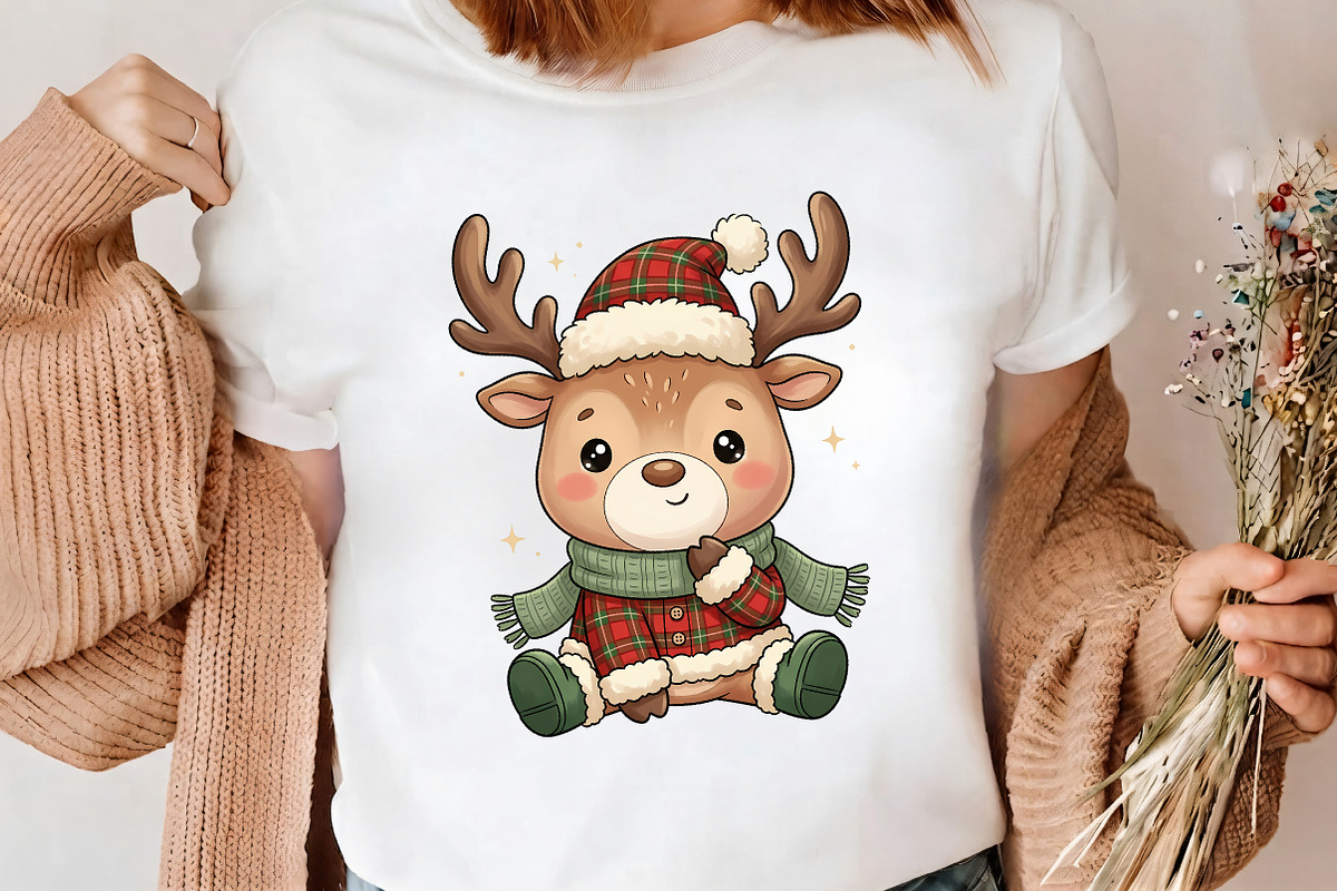 Cute Christmas Reindeer Plaid PNG, a Seasonal Illustration by CrexoraLab (Photo 4 of 4)