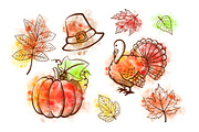 Happy Thanksgiving Set, a Food Illustration by MalniArt (Thumbnail 2 of 5)