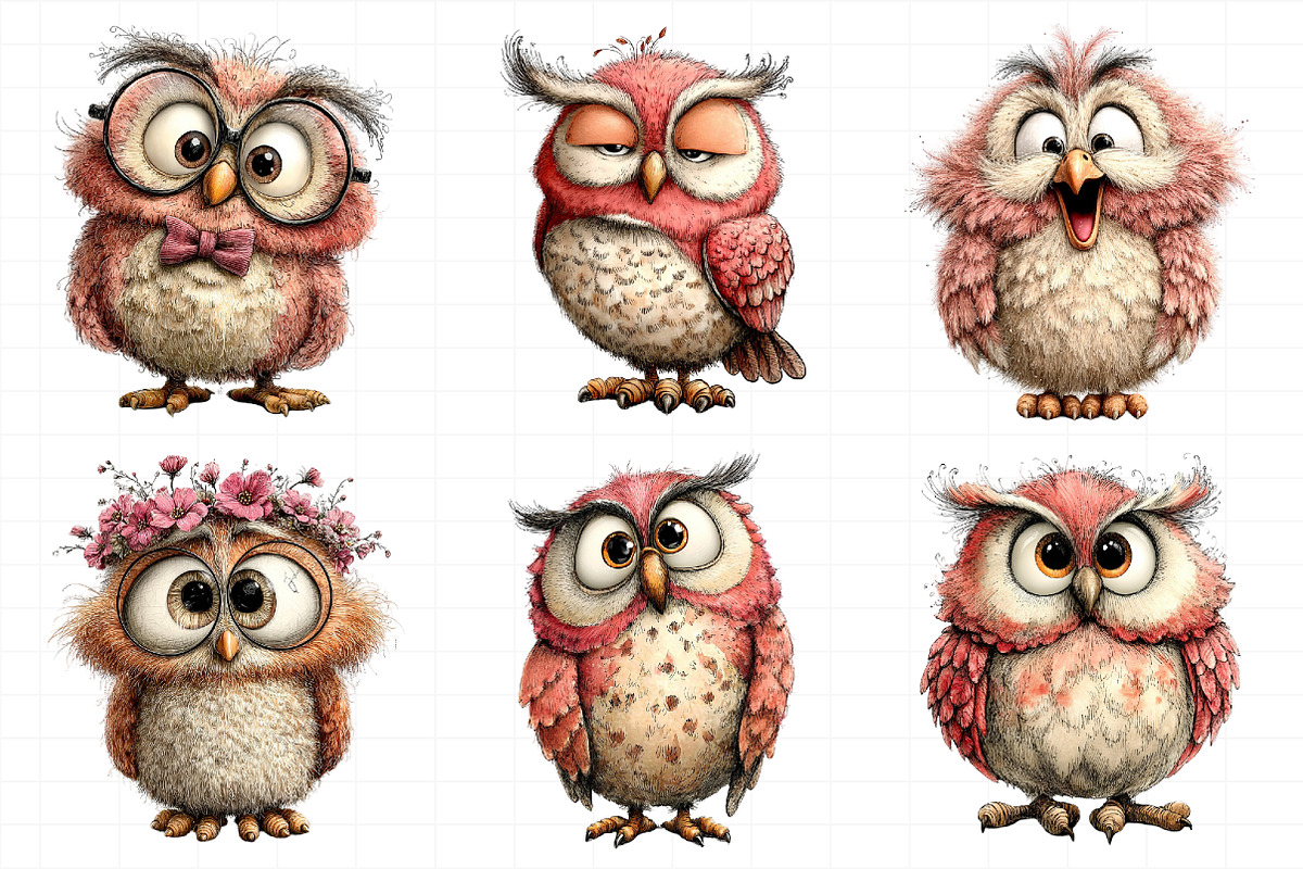 Funny Spring Owl Clipart, an Illustration by Daily.Designs (Photo 5 of 8)