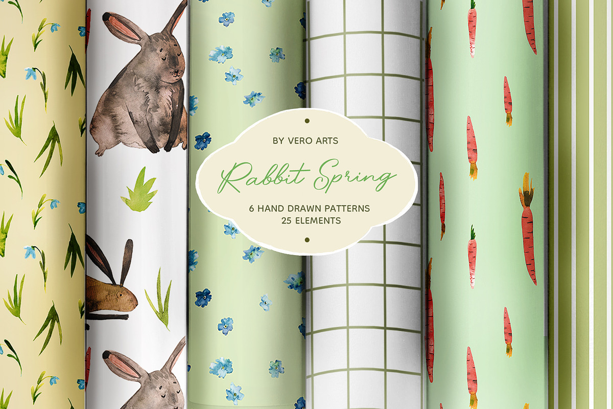 Spring Easter bunnies patterns, a Pattern Graphic by Vero Arts (Photo 1 of 10)