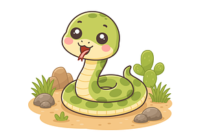 Cute Baby Snake Cartoon Character, an Animal Illustration by Artpon Illustration