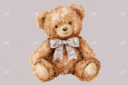 A Cute Teddy Bear with a Bow, an Object Illustration by Maddy's Art & Mockups (Thumbnail 2 of 3)