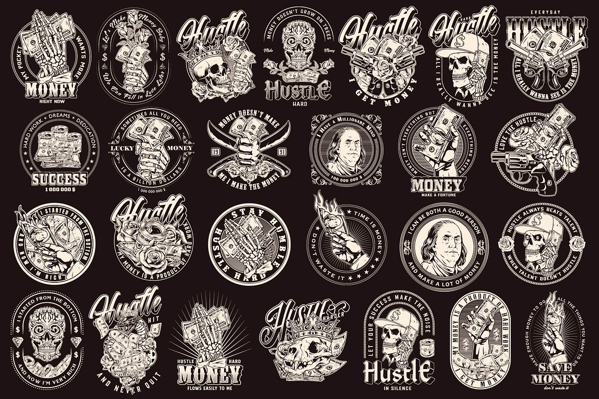 Money Hustle t-shirt designs, a Branding & Logo Template by DGIM studio (Photo 3 of 6)