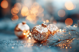 Glittery gold and white Christmas ornaments, a Holiday Photo by AlyaAnd